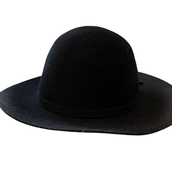 FEDORA Hat Black Wool Vintage Felted Bohemian Round Dome - Picture 5 of 9